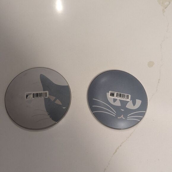 2Pc Set Japanese Cat Glass Plates Jewelry Catch All Dish - Picture 5 of 7